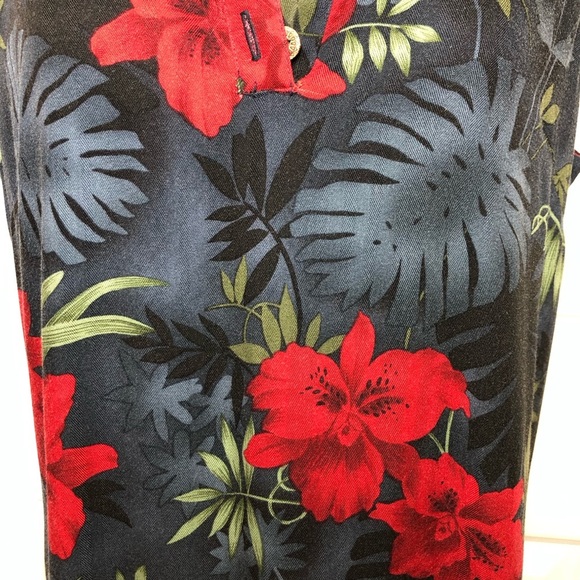 Caribbean Joe Rayon Collar Sleeveless 1/4 Buttoned Hawaiian Floral Maxi Dress M - Picture 6 of 16